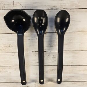 Rubbermaid Black Nylon Kitchen Utensil Set Ladle Slotted and Solid Spoon 3 Piece